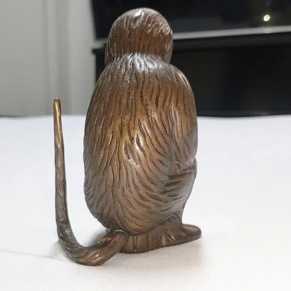 Levenger Vtg Bronze Brass Monkey Ape Ring Mail Letter Holder Paper Weight Desk - Picture 3 of 10